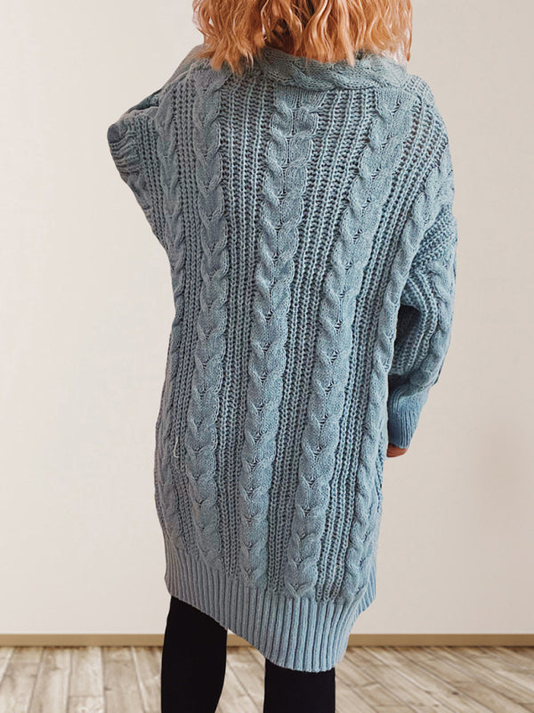 Blue Zone Planet | Hemp Flower Dropped Sleeve Long Cardigan Sweater Jacket BLUE ZONE PLANET