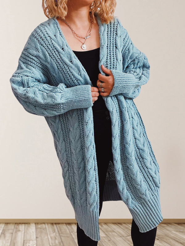 Blue Zone Planet |  Hemp Flower Dropped Sleeve Long Cardigan Sweater Jacket BLUE ZONE PLANET