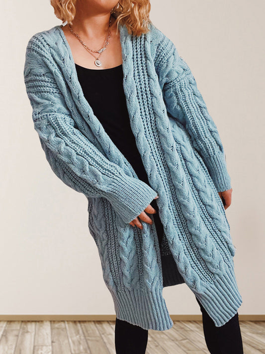 Blue Zone Planet |  Hemp Flower Dropped Sleeve Long Cardigan Sweater Jacket BLUE ZONE PLANET