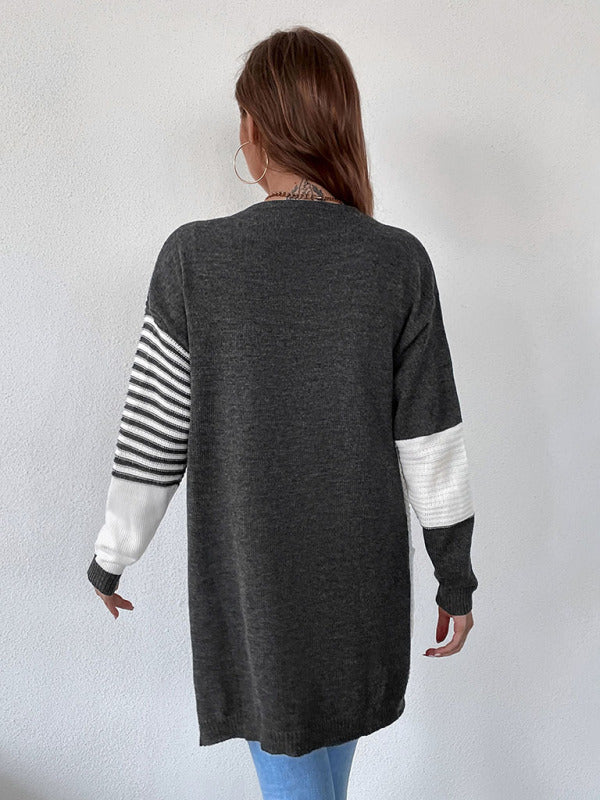 Blue Zone Planet | striped color blocking buttonless knit cardigan BLUE ZONE PLANET