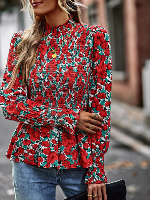 Blue Zone Planet | Elegant and elegant waist round neck top spring and autumn four seasons BLUE ZONE PLANET