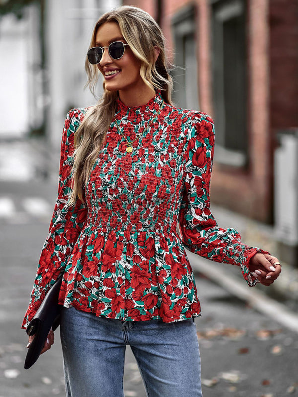 Blue Zone Planet | Elegant and elegant waist round neck top spring and autumn four seasons BLUE ZONE PLANET