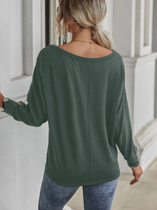 Blue Zone Planet | Simple and Comfortable Button Long Sleeve T-Shirt BLUE ZONE PLANET
