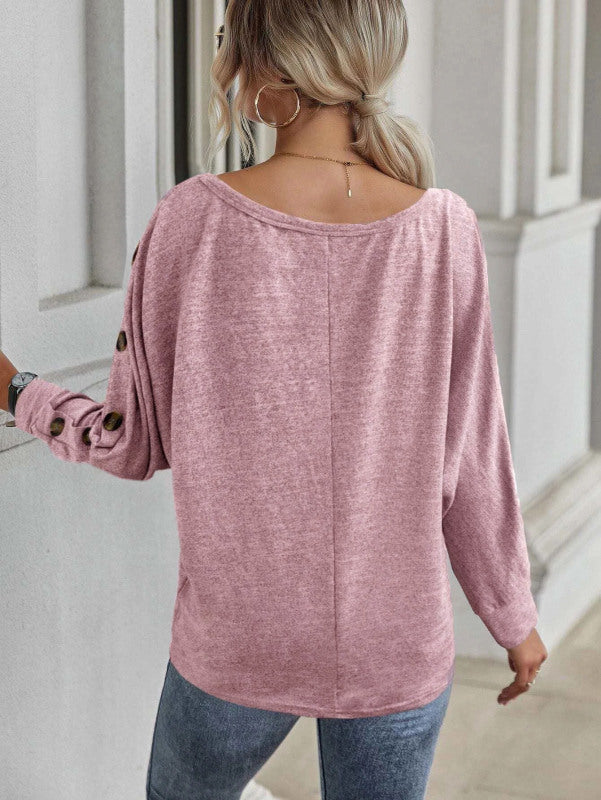 Blue Zone Planet | Simple and Comfortable Button Long Sleeve T-Shirt BLUE ZONE PLANET
