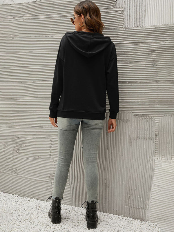 Blue Zone Planet |  Half Cardigan Button Kangaroo Pocket Hoodie BLUE ZONE PLANET