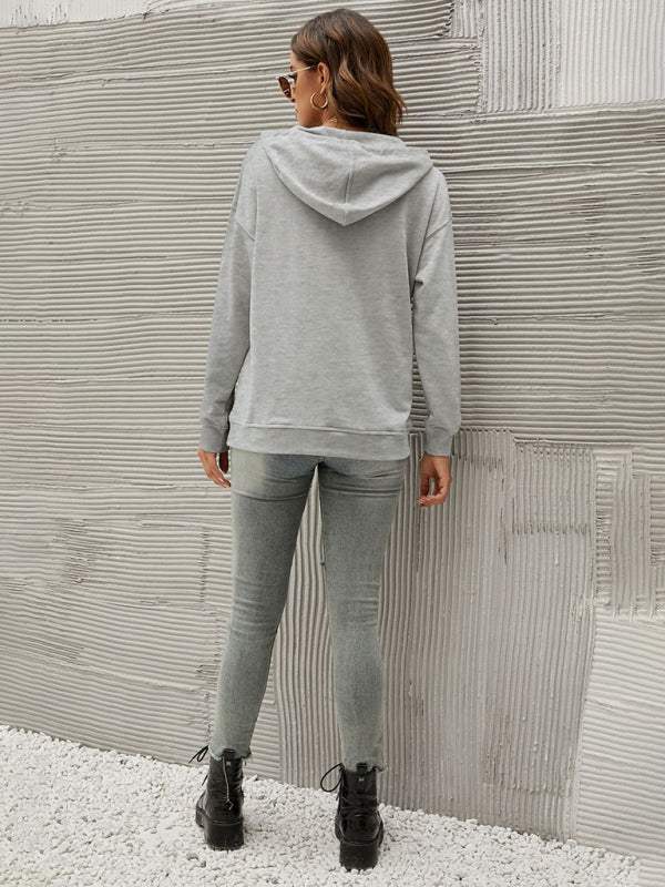 Blue Zone Planet |  Half Cardigan Button Kangaroo Pocket Hoodie BLUE ZONE PLANET