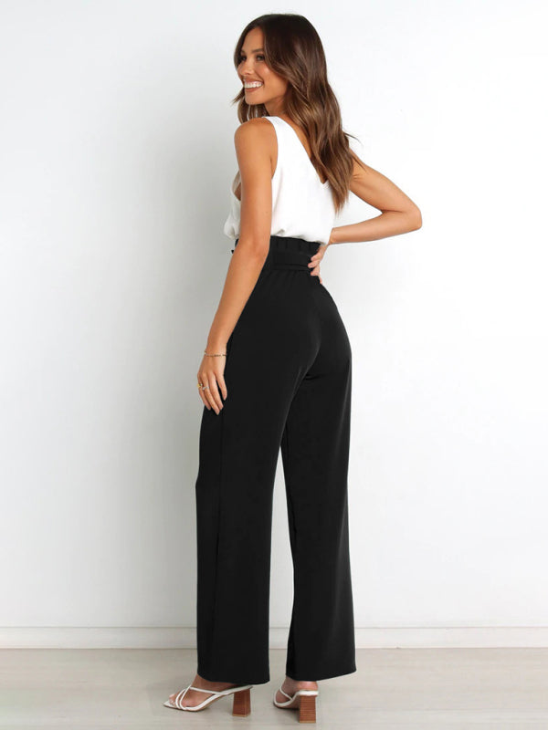 Blue Zone Planet | Solid Color All-Matching Belted Wide-Leg Trousers BLUE ZONE PLANET