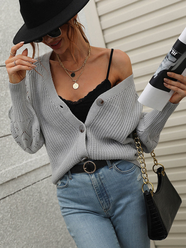 Blue Zone Planet | Single Breasted Solid Knit Cardigan Oversized Sweater BLUE ZONE PLANET