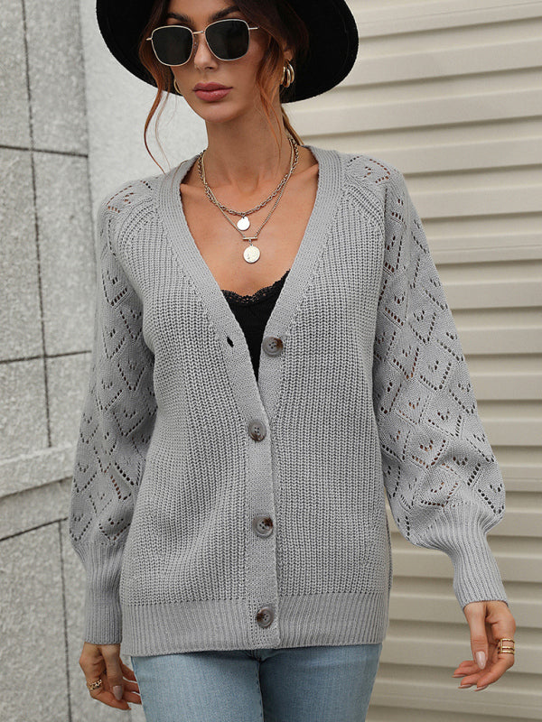 Blue Zone Planet | Single Breasted Solid Knit Cardigan Oversized Sweater BLUE ZONE PLANET