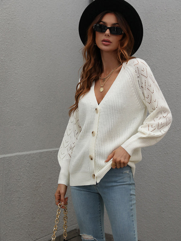 Blue Zone Planet | Single Breasted Solid Knit Cardigan Oversized Sweater BLUE ZONE PLANET