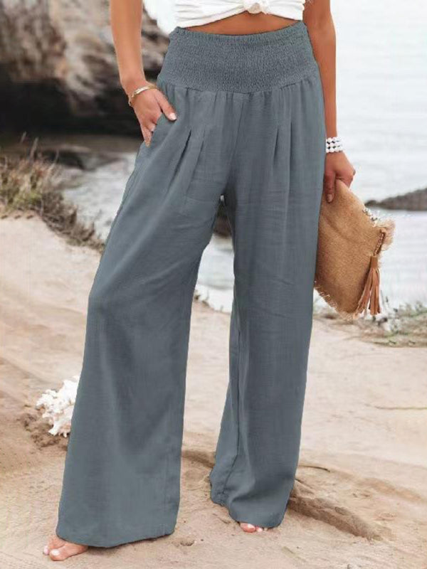 Blue Zone Planet | wide-leg slub cotton loose trousers BLUE ZONE PLANET