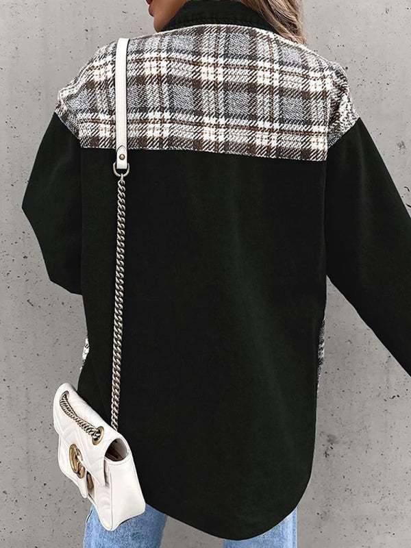 Blue Zone Planet | Denim Jacket Long Sleeve Check Button Down Shirt Jacket Top BLUE ZONE PLANET