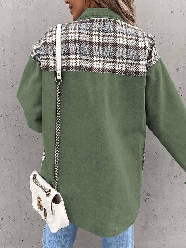 Blue Zone Planet | Denim Jacket Long Sleeve Check Button Down Shirt Jacket Top BLUE ZONE PLANET