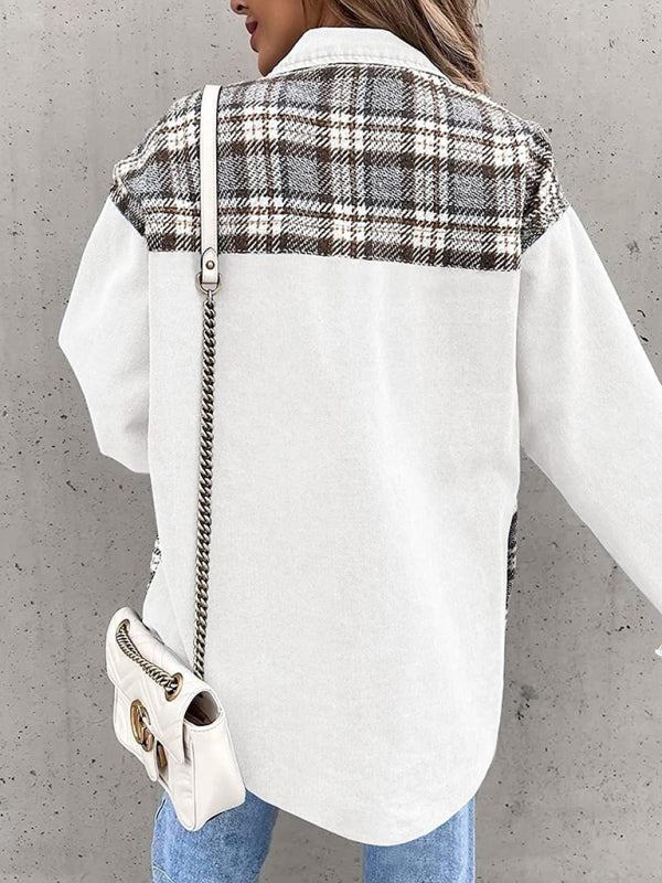 Blue Zone Planet | Denim Jacket Long Sleeve Check Button Down Shirt Jacket Top BLUE ZONE PLANET