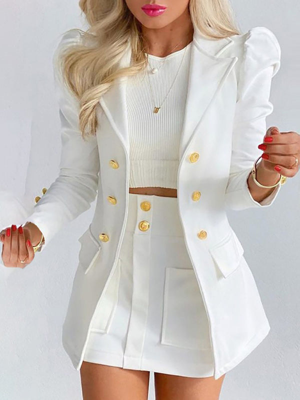 Blue Zone Planet | Printed princess sleeve commuter slim skirt suit style BLUE ZONE PLANET