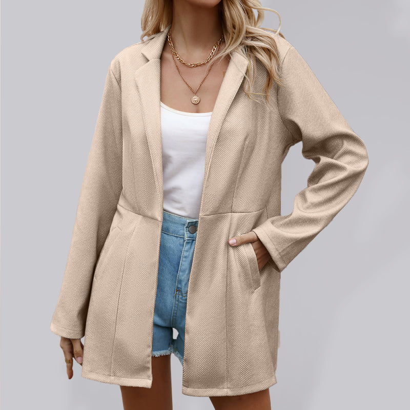 Blue Zone Planet | Solid Color Lapel Slim Blazer BLUE ZONE PLANET