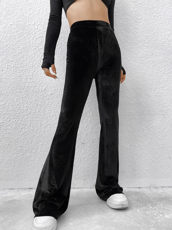 Blue Zone Planet | velvet high waist flared trousers BLUE ZONE PLANET