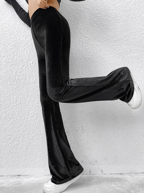 Blue Zone Planet | velvet high waist flared trousers BLUE ZONE PLANET