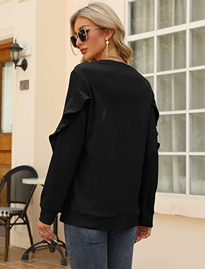 Blue Zone Planet | round neck sweater pleated long-sleeved top BLUE ZONE PLANET