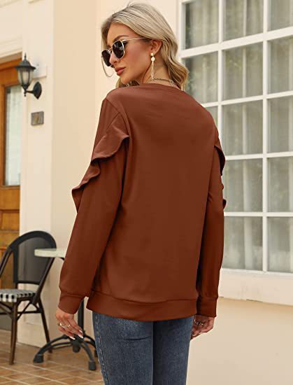 Blue Zone Planet | round neck sweater pleated long-sleeved top BLUE ZONE PLANET