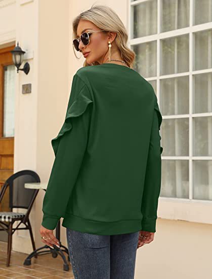 Blue Zone Planet | round neck sweater pleated long-sleeved top BLUE ZONE PLANET