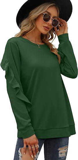 Blue Zone Planet | round neck sweater pleated long-sleeved top BLUE ZONE PLANET