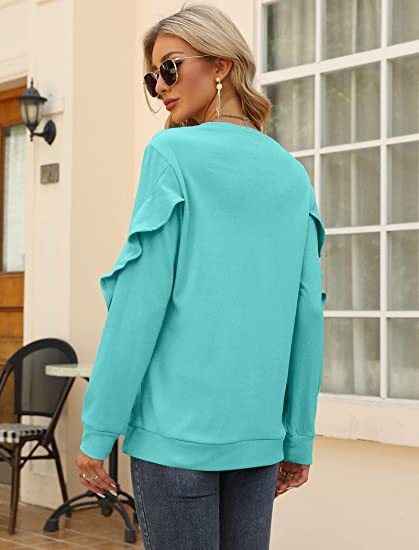 Blue Zone Planet | round neck sweater pleated long-sleeved top BLUE ZONE PLANET