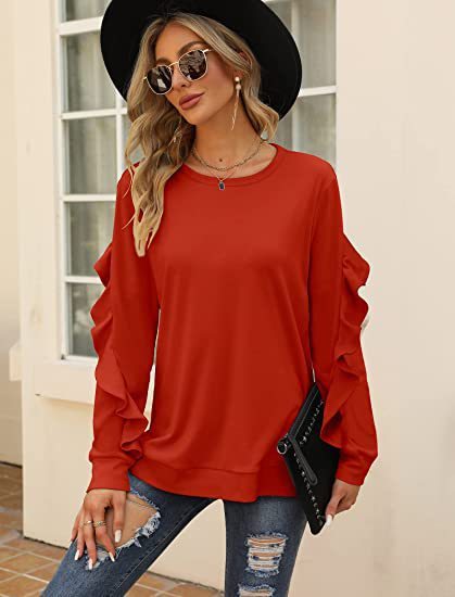Blue Zone Planet | round neck sweater pleated long-sleeved top BLUE ZONE PLANET