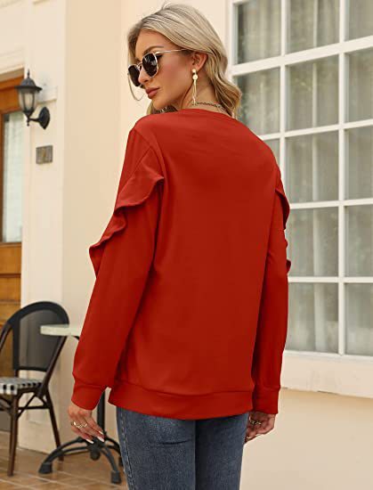 Blue Zone Planet | round neck sweater pleated long-sleeved top BLUE ZONE PLANET
