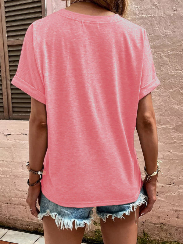 Blue Zone Planet | solid color button-up short-sleeve T-shirt BLUE ZONE PLANET