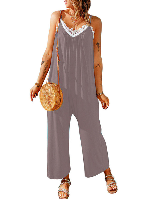 Blue Zone Planet |  Women's casual suspenders jumpsuit loose simple wide-leg jumpsuit kakaclo