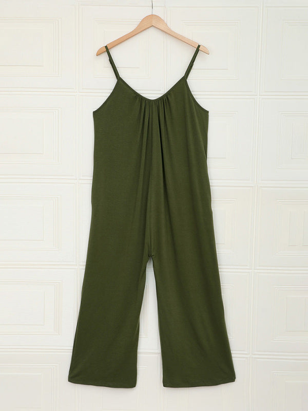 Blue Zone Planet | Women's casual suspenders jumpsuit loose simple wide-leg jumpsuit kakaclo
