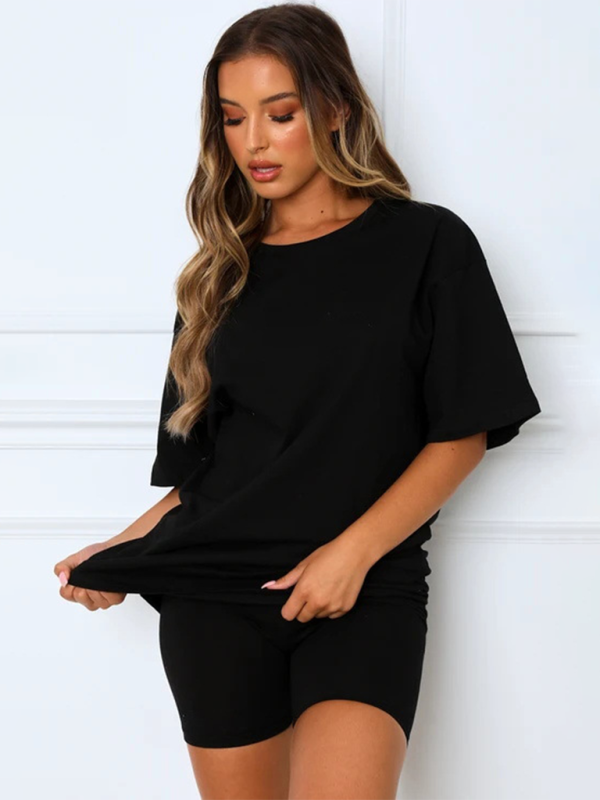 Blue Zone Planet | solid color short-sleeved + shorts two-piece sets BLUE ZONE PLANET