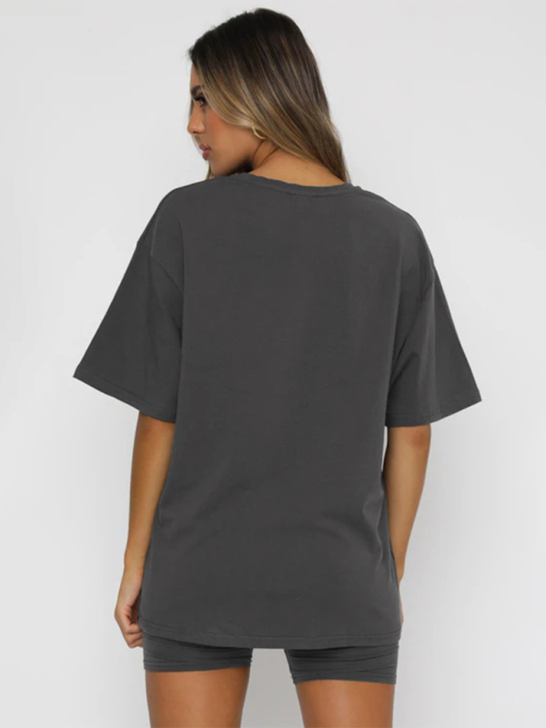 Blue Zone Planet | solid color short-sleeved + shorts two-piece sets BLUE ZONE PLANET