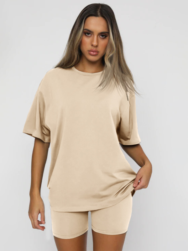 Blue Zone Planet | solid color short-sleeved + shorts two-piece sets BLUE ZONE PLANET