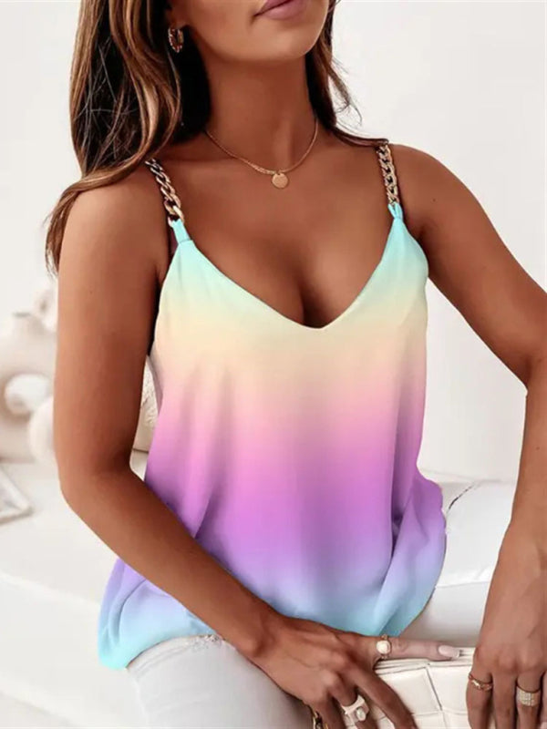 Blue Zone Planet |  Simple Sleeveless Chain Camisole Print Tank Top BLUE ZONE PLANET