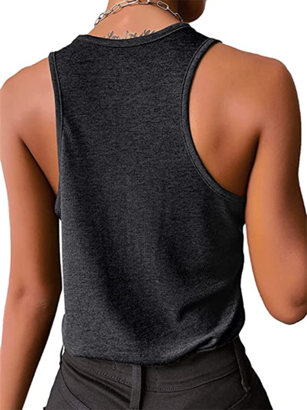 Blue Zone Planet | Solid Color Snap Button Sleeveless Tank Top BLUE ZONE PLANET