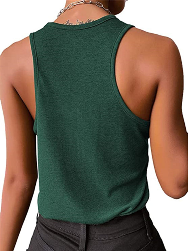 Blue Zone Planet | Solid Color Snap Button Sleeveless Tank Top BLUE ZONE PLANET