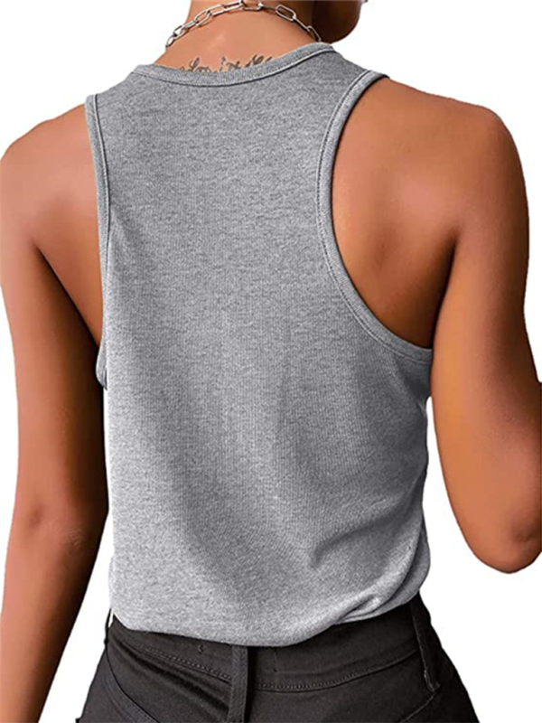 Blue Zone Planet | Solid Color Snap Button Sleeveless Tank Top BLUE ZONE PLANET