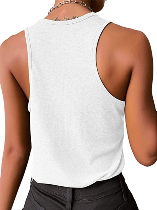 Blue Zone Planet | Solid Color Snap Button Sleeveless Tank Top BLUE ZONE PLANET