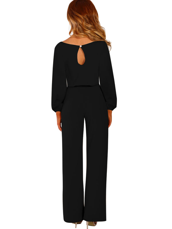 Blue Zone Planet | Esme's woven simple and elegant long-sleeved waist jumpsuit BLUE ZONE PLANET