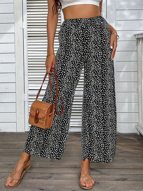 Blue Zone Planet | Woven Leopard Print Wide-leg Pants kakaclo