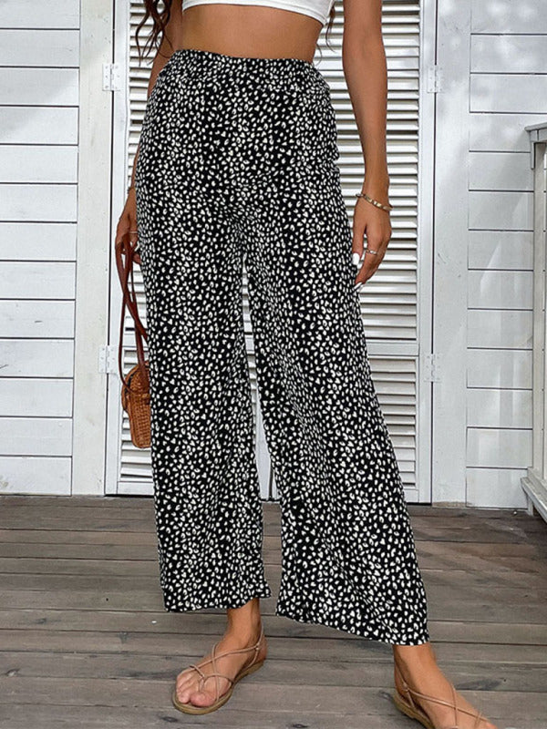 Blue Zone Planet | Woven Leopard Print Wide-leg Pants kakaclo