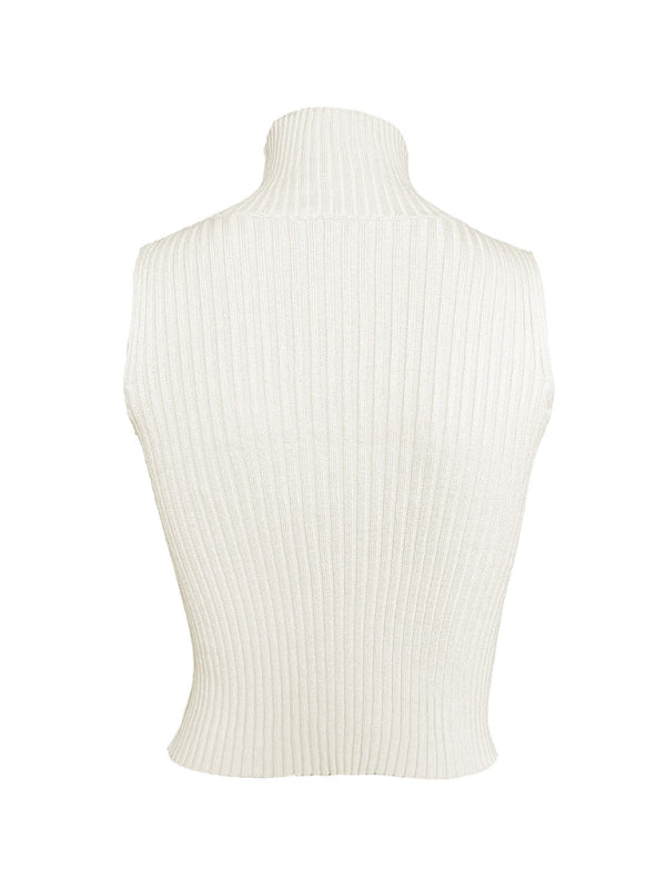 Blue Zone Planet | Solid Color Sleeveless Hollow Slim Wool Vest Top BLUE ZONE PLANET
