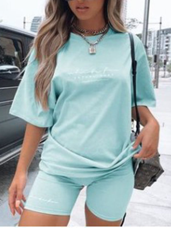 Blue Zone Planet | letter printing loose thin T-shirt sports two-piece suit BLUE ZONE PLANET