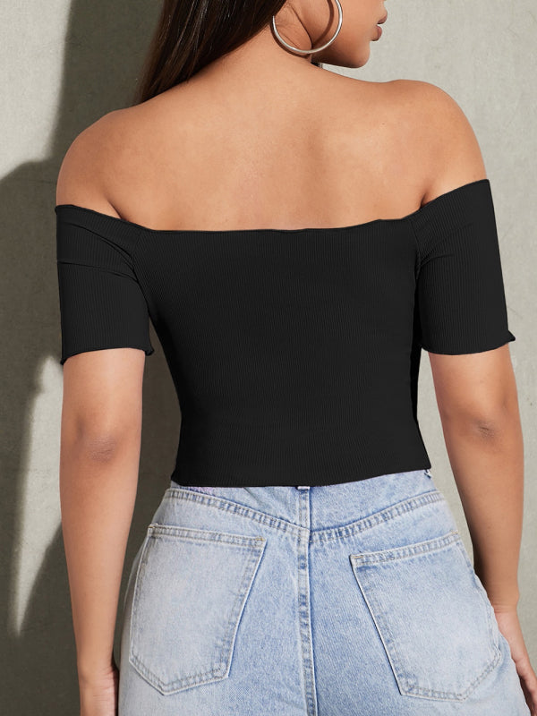 knitted one-neck short-sleeved top BLUE ZONE PLANET