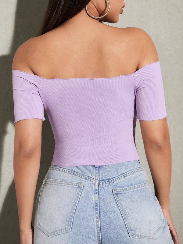 knitted one-neck short-sleeved top BLUE ZONE PLANET