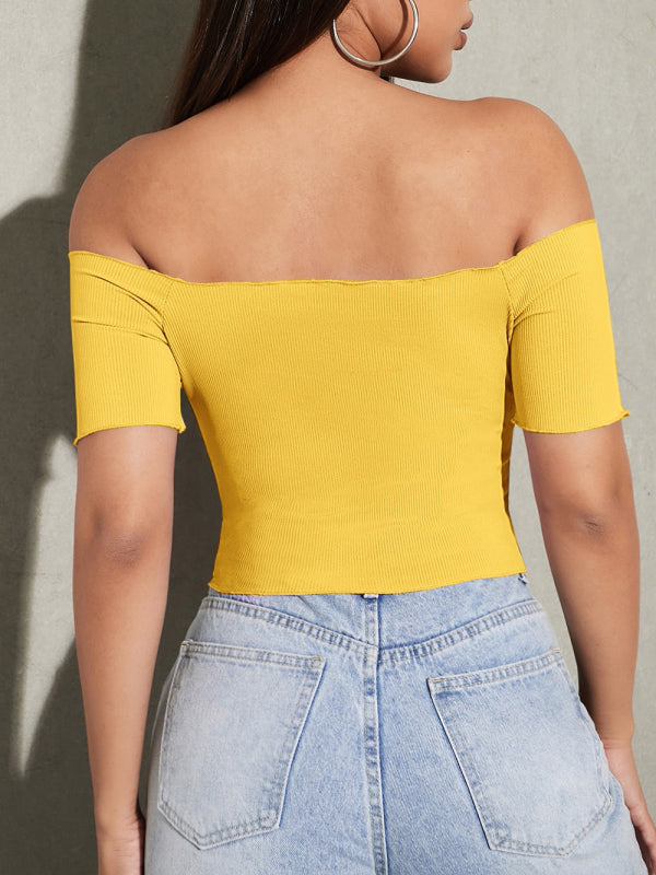 knitted one-neck short-sleeved top BLUE ZONE PLANET