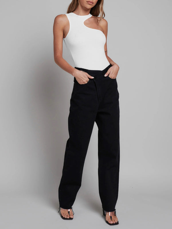 Blue Zone Planet | Aria's knitted ribbed tight sleeveless hollow solid color jumpsuit BLUE ZONE PLANET