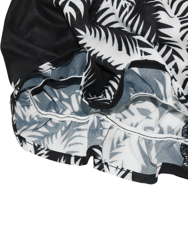 Blue Zone Planet | one-neck lantern lotus leaf short-sleeved printed jumpsuit BLUE ZONE PLANET